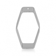 Breloques en m&eacute;tal DQ hexagon Argent&eacute; antique (sans nickel)