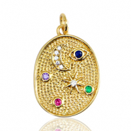 Métal TQ laiton breloques lune et étoile Doré