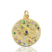 Métal TQ laiton breloques lune et étoile Doré