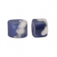 Pierres naturelles Sodalite et Microcline disc 3x2mm Bleu fonc&eacute;-blanc