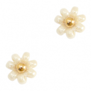 Perles Miyuki fleur 8mm Beige cr&egrave;me-dor&eacute;