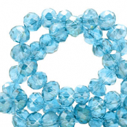 Perles à facettes 6x4mm disque Heishi Bleu lagon-pearl shine coating