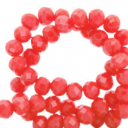 Perles à facettes 4x3mm disque Heishi Rouge vermillon-pearl shine coating