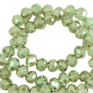 Perles &agrave; facettes 3x2mm disque Heishi Vert vigne-pearl shine coating