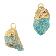 Pierres naturelles pendentifs Apatite Bleu m&eacute;ridien-dor&eacute;