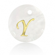 Pendentifs coquillage specials lettre Y Doré-blanc (couleur naturelle)