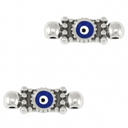 Breloques en métal DQ connecteur Oeil porte-bonheur Argenté antique-bleu foncé (sans nickel)