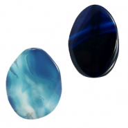 Pierres naturelles Calcédoine (Quartz) et Agate ovale 6mm Bleu océan opal