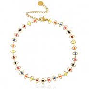 Chaines de cheville en acier Inox jaseron maillons &eacute;mail Dor&eacute;-multicolore