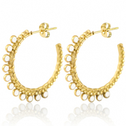 Boucles d'oreilles en acier Inox cr&eacute;oles 30mm Dor&eacute;-blanc