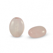 Pierres naturelles perles Quartz Rose oval Rose p&acirc;le