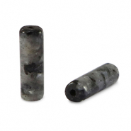 Pierres naturelles perles Labradorite tube Antracite fonc&eacute;
