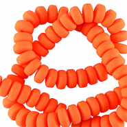 Perles en polym&egrave;re rondelles 7mm Orange n&eacute;on