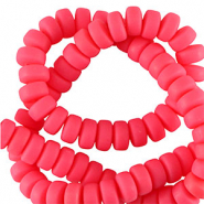 Perles en polym&egrave;re rondelles 7mm Rose corail n&eacute;on