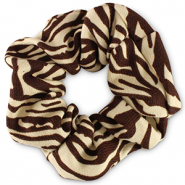 Chouchous pour cheveux imprimé zebra Blanc cachemire-marron