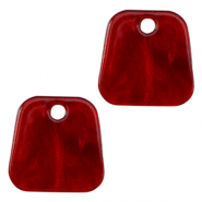 Pendentifs en r&eacute;sine trap&egrave;ze Rouge salsa