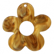 Pendentifs en r&eacute;sine fleur Orange r&eacute;colte-marron