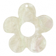 Pendentifs en résine fleur pailleté Blanc cachemire