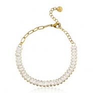 Bracelets en acier Inox Dor&eacute;-cristal