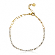 Bracelets en acier Inox Dor&eacute;-cristal