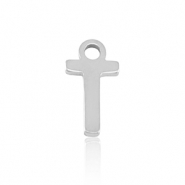 Breloques en acier Inox alphabet lettre T Argenté