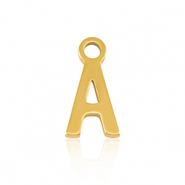 Breloques en acier Inox alphabet lettre A Doré