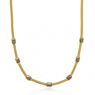 Colliers en acier inox chaîne maille serpentine cristal Doré-noir