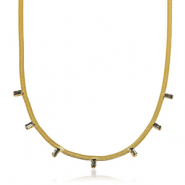 Colliers en acier inox chaîne maille serpentine cristal Doré-noir