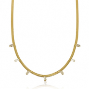 Colliers en acier inox chaîne maille serpentine cristal Doré-cristal