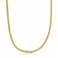 Colliers en acier inox chaîne maille serpentine cristallo Doré-cristal