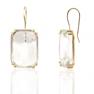 Boucles d&rsquo;oreilles / puces d&rsquo;oreilles en verre Crystal Glass rectangle Cristal-dor&eacute;