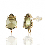 Boucles d&rsquo;oreilles / puces d&rsquo;oreilles en verre Crystal Glass avec anneau goutte Marron-dor&eacute;