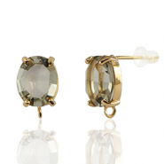 Boucles d&rsquo;oreilles / puces d&rsquo;oreilles en verre Crystal Glass avec anneau ovale Marron-dor&eacute;