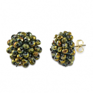 Boucles d’oreilles facettées avec anneau Vert olive