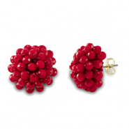 Boucles d’oreilles facettées avec anneau Rouge
