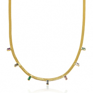 Colliers en acier inox chaîne maille serpentine cristal Doré-multicolore