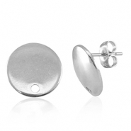 Apprêts en acier Inox boucles d'oreilles / puces d’oreilles avec anneau 13mm Argenté