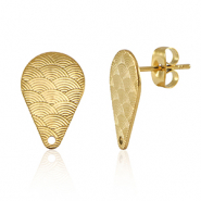 Apprêts en acier Inox boucles d'oreilles / puces d’oreilles goutte avec anneau Doré