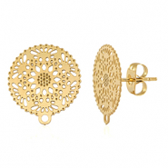 Apprêts en acier Inox boucles d'oreilles / puces d’oreilles 15mm avec anneau Doré