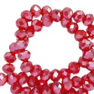 Perles à facettes 4x3mm disque Heishi Rouge raisin-pearl shine coating