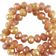 Perles à facettes 4x3mm disque Heishi Orange brillant-pearl shine coating