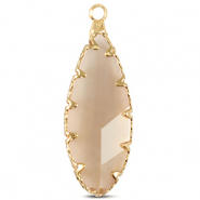 Pendentifs en verre Crystal Glass ovale Diamant noir-dor&eacute;