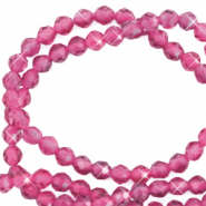 Pierres naturelles 3mm facett&eacute;es Rose magenta-pearl shine coating