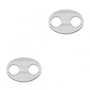 Breloques en métal DQ connecteur ovale Argenté antique (sans nickel)