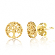 Métal TQ laiton boucles d'oreilles / puces d’oreilles arbre de vie Doré