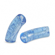 Perles tubes acryliques craquelé Bleu caroline
