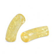 Perles tubes acryliques craquelé Jaune freesia