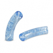 Perles tubes acryliques craquelé Bleu caroline