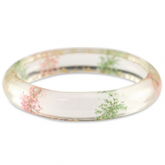 Bracelets tendance avec fleurs s&eacute;ch&eacute;es Rose clair vert-dor&eacute;