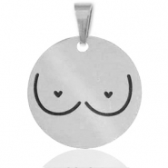 Breloques en acier Inox seins Argent&eacute;